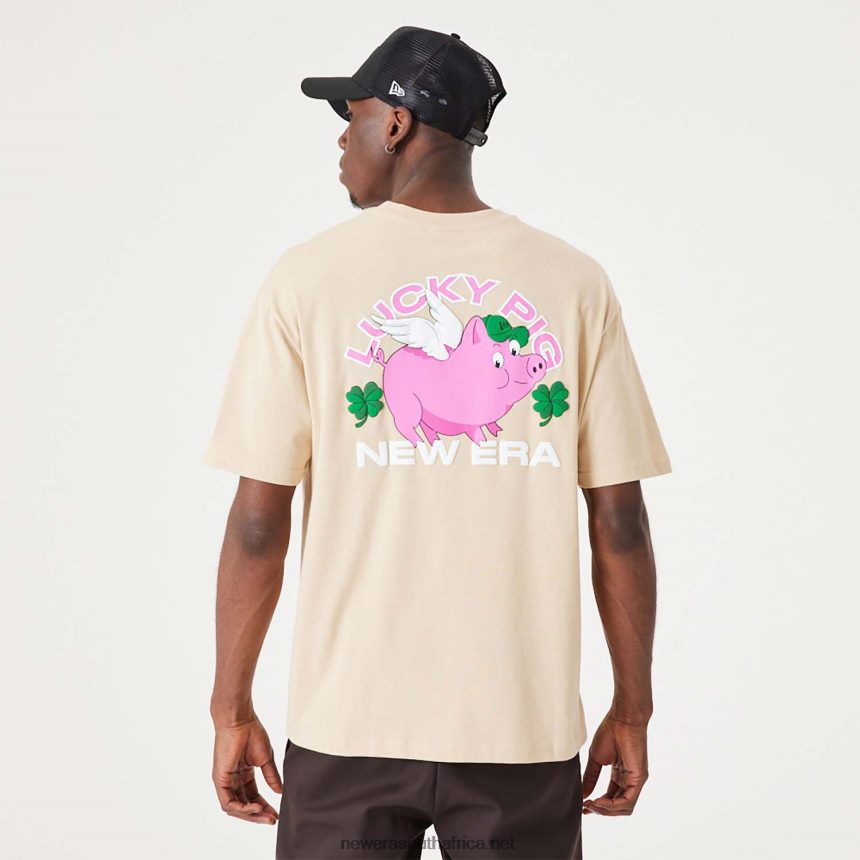 Lucky Pig Character Light Beige Oversized T-Shirt New Era TRBRBN3011
