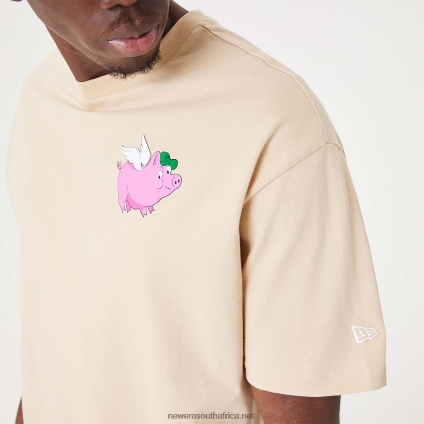 Lucky Pig Character Light Beige Oversized T-Shirt New Era TRBRBN3011