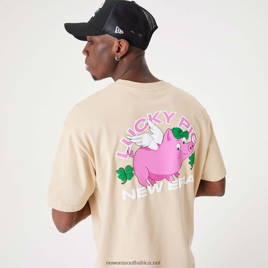 Lucky Pig Character Light Beige Oversized T-Shirt New Era TRBRBN3011