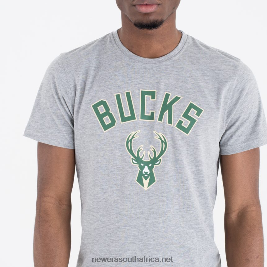 Milwaukee Bucks NBA Team Logo Grey T-Shirt New Era TRBRBN3038