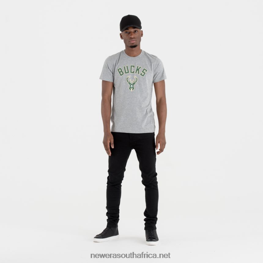 Milwaukee Bucks NBA Team Logo Grey T-Shirt New Era TRBRBN3038