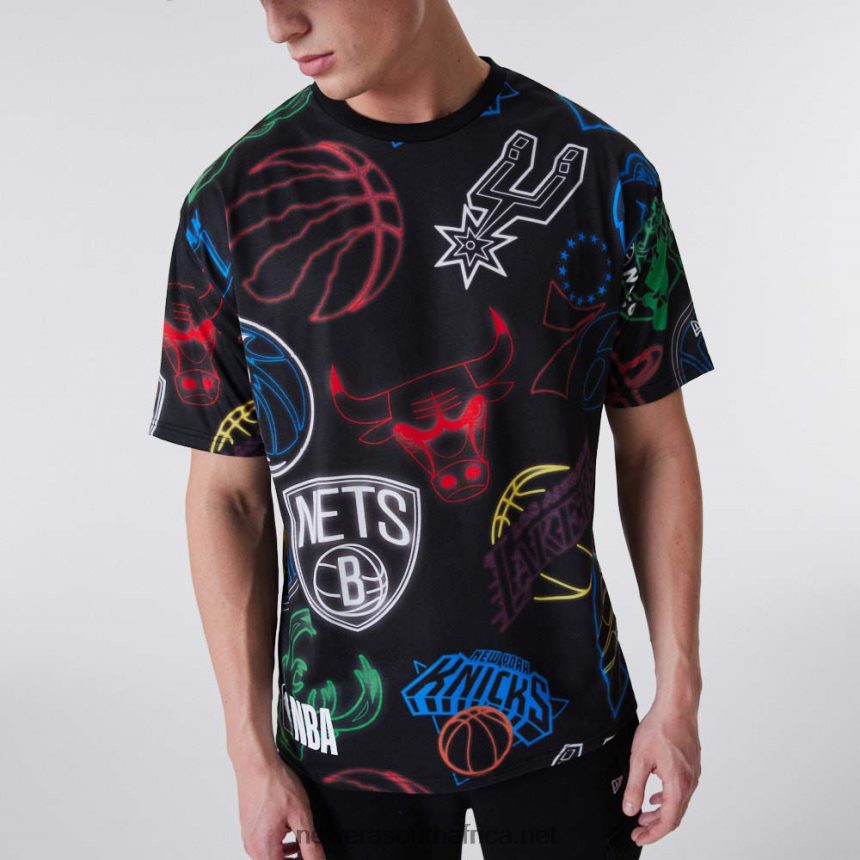 NBA All Over Print Neon Black T-Shirt New Era TRBRBN2859