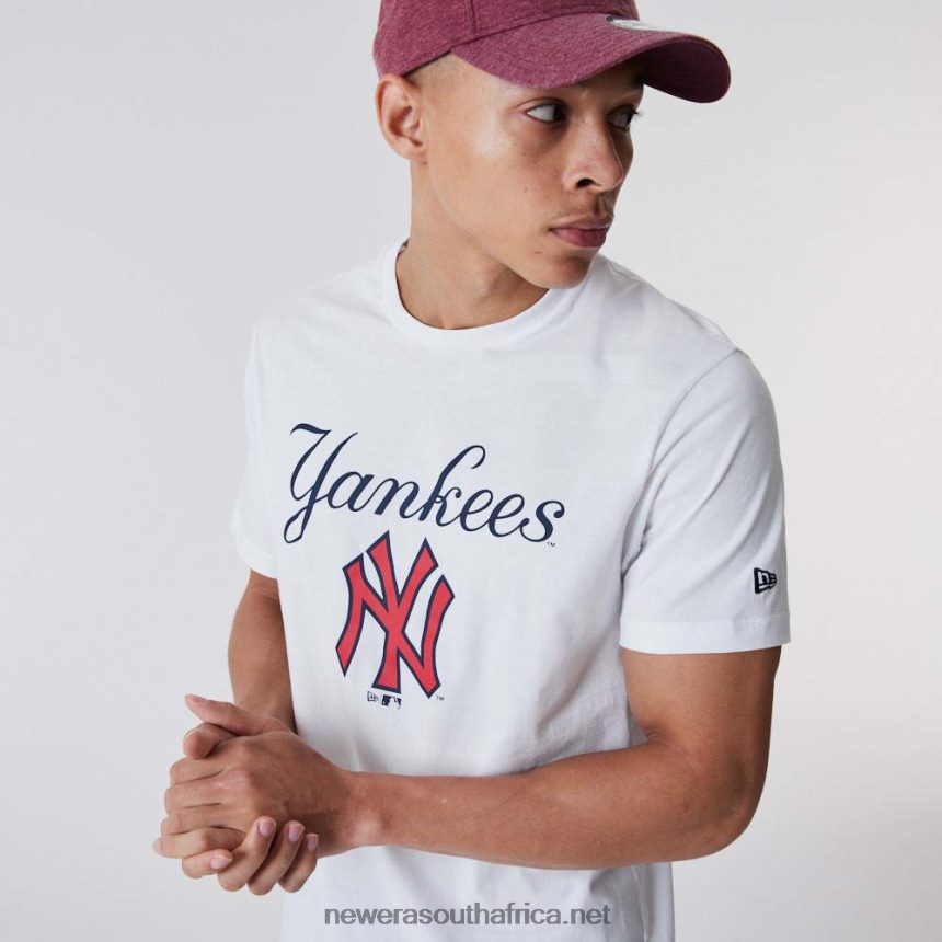 New York Yankees Script White T-Shirt New Era TRBRBN3099