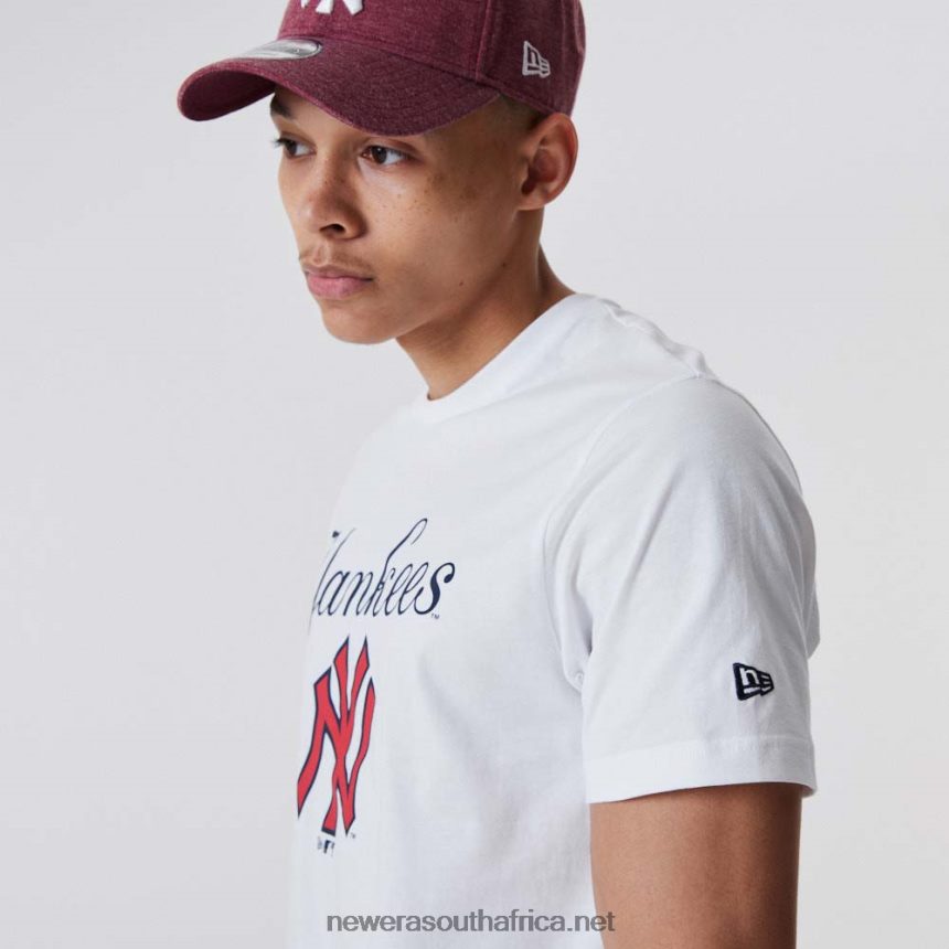 New York Yankees Script White T-Shirt New Era TRBRBN3099