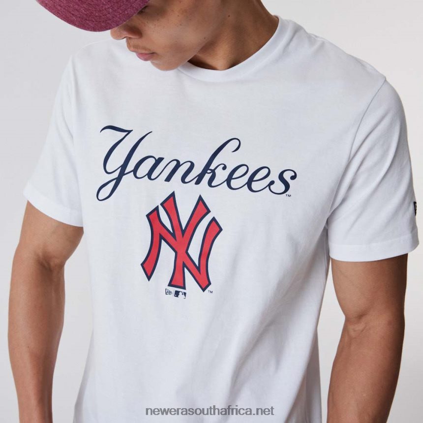 New York Yankees Script White T-Shirt New Era TRBRBN3099