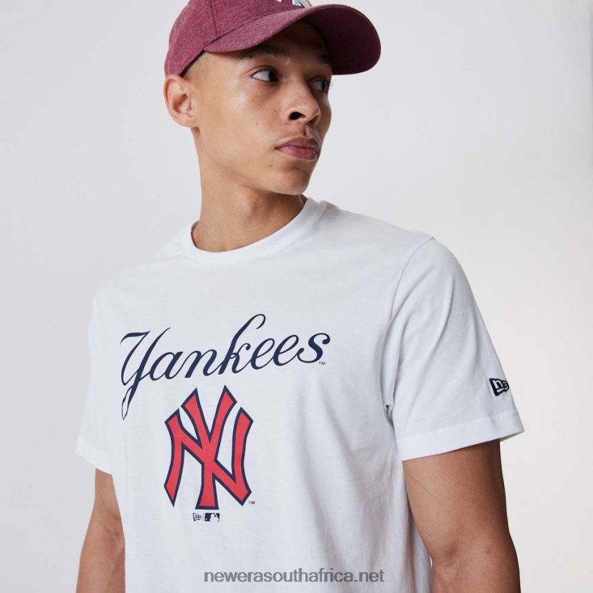 New York Yankees Script White T-Shirt New Era TRBRBN3099