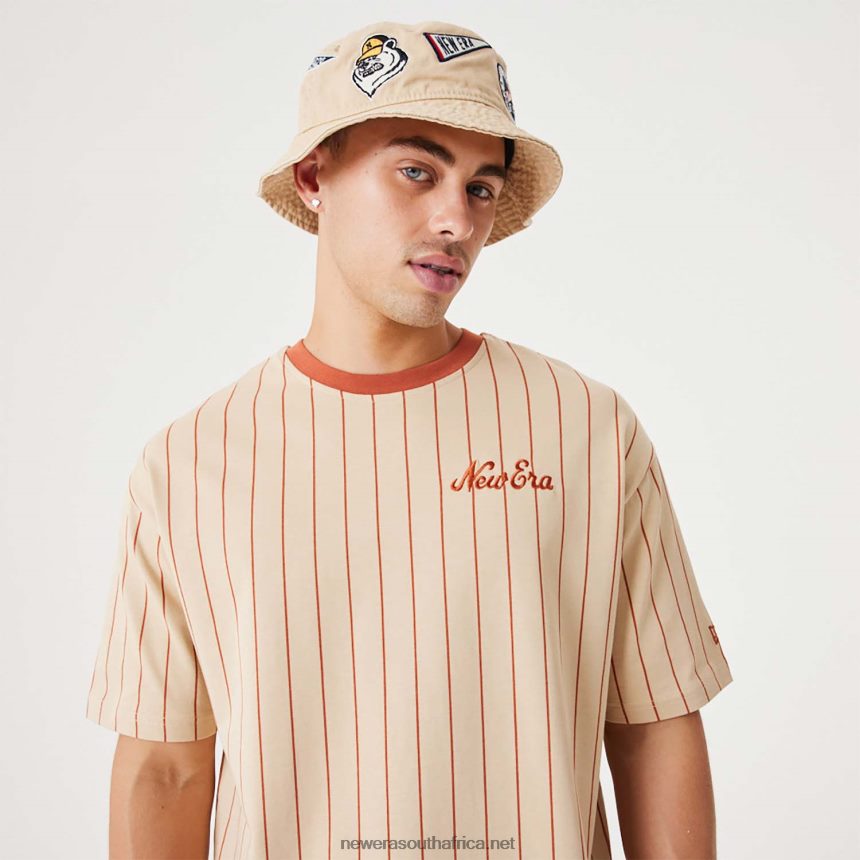 Pinstripe Light Beige Oversized T-Shirt New Era TRBRBN2914
