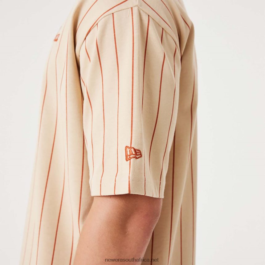 Pinstripe Light Beige Oversized T-Shirt New Era TRBRBN2914