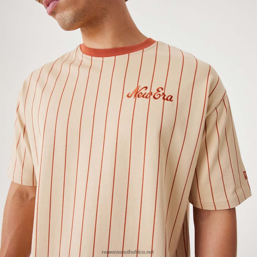 Pinstripe Light Beige Oversized T-Shirt New Era TRBRBN2914