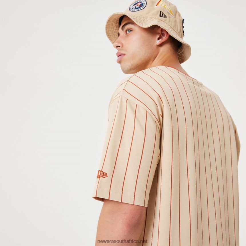 Pinstripe Light Beige Oversized T-Shirt New Era TRBRBN2914