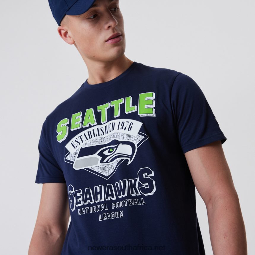 Seattle Seahawks NFL Team Wordmark Dark Blue T-Shirt New Era TRBRBN3057