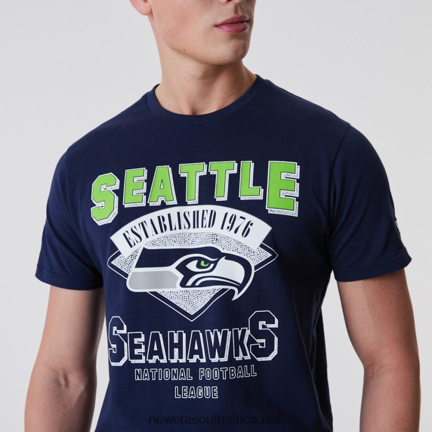 Seattle Seahawks NFL Team Wordmark Dark Blue T-Shirt New Era TRBRBN3057