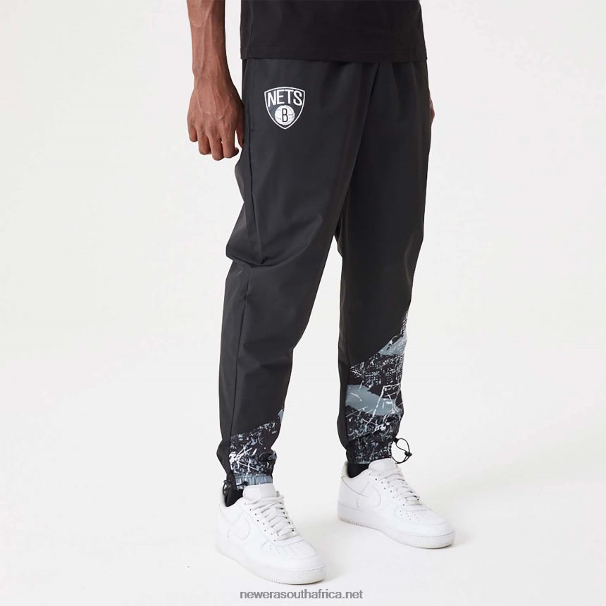 Brooklyn Nets NBA All Over Print Panel Black Joggers New Era TRBRBN2591