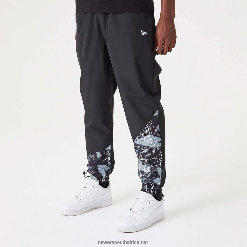 Brooklyn Nets NBA All Over Print Panel Black Joggers New Era TRBRBN2591