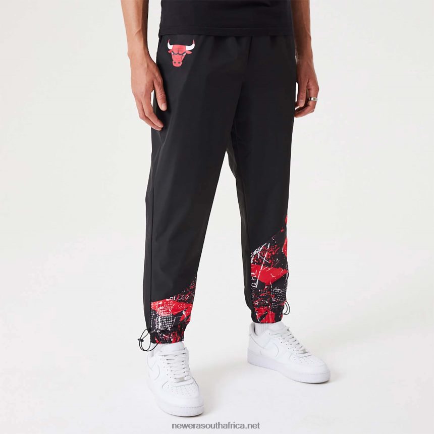 Chicago Bulls NBA All Over Print Panel Black Joggers New Era TRBRBN2593