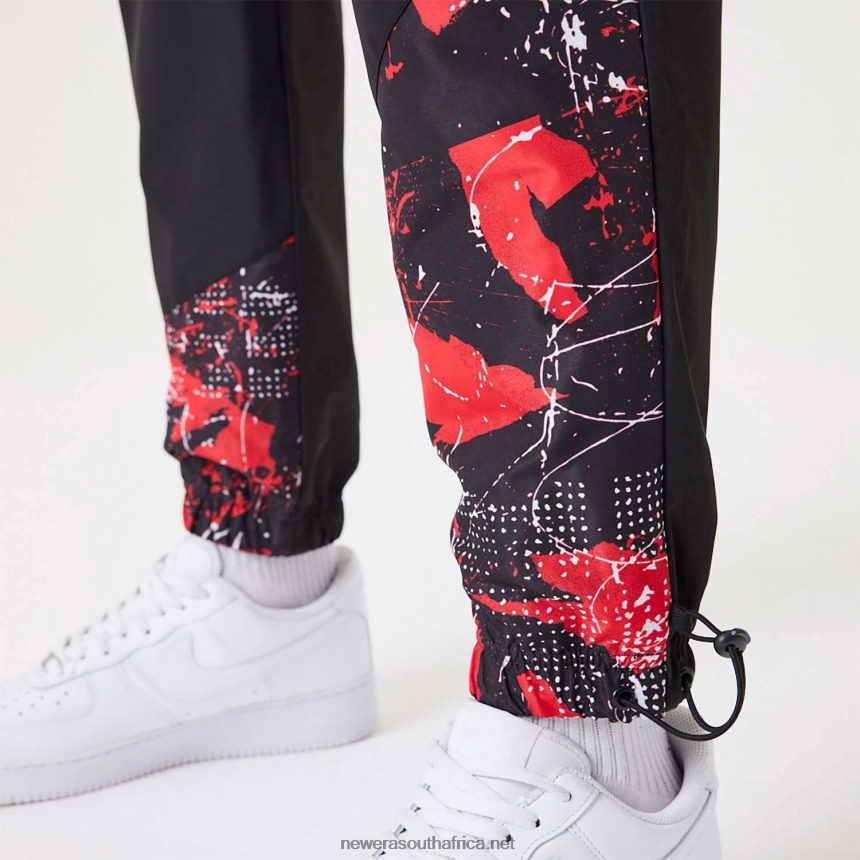 Chicago Bulls NBA All Over Print Panel Black Joggers New Era TRBRBN2593