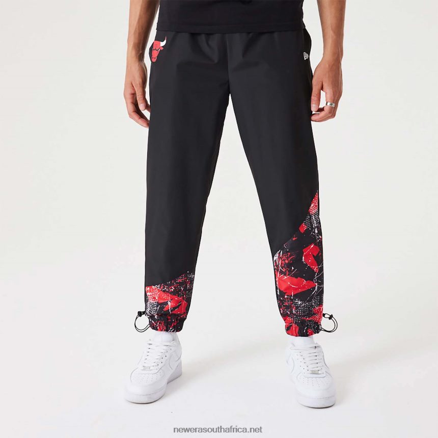 Chicago Bulls NBA All Over Print Panel Black Joggers New Era TRBRBN2593