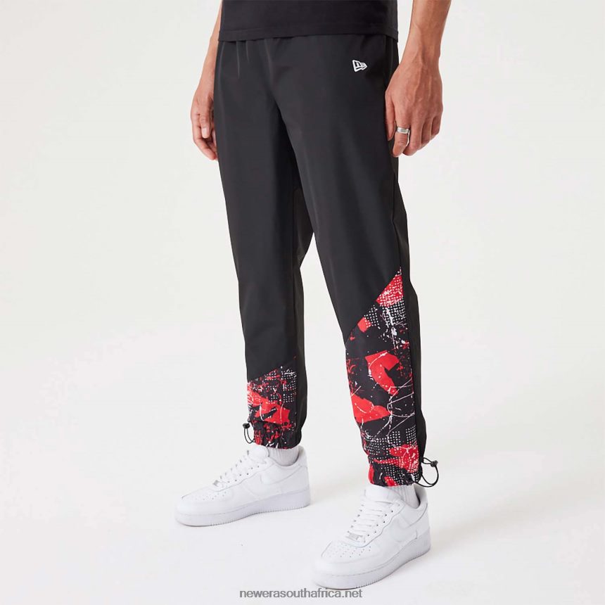 Chicago Bulls NBA All Over Print Panel Black Joggers New Era TRBRBN2593