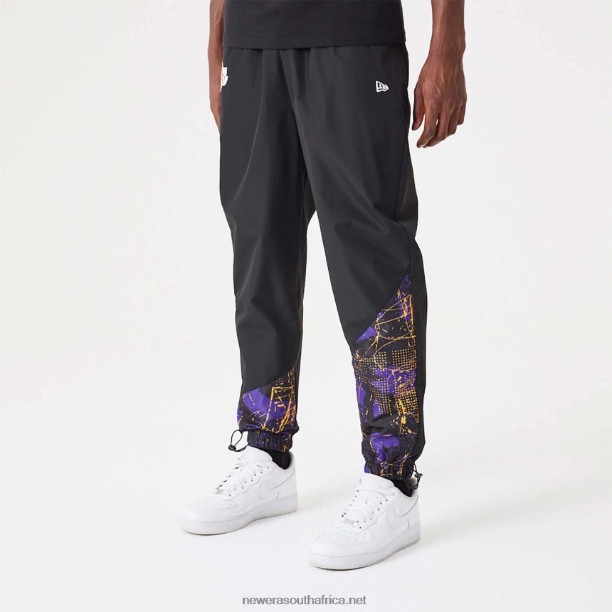 LA Lakers NBA All Over Print Panel Black Joggers New Era TRBRBN2595