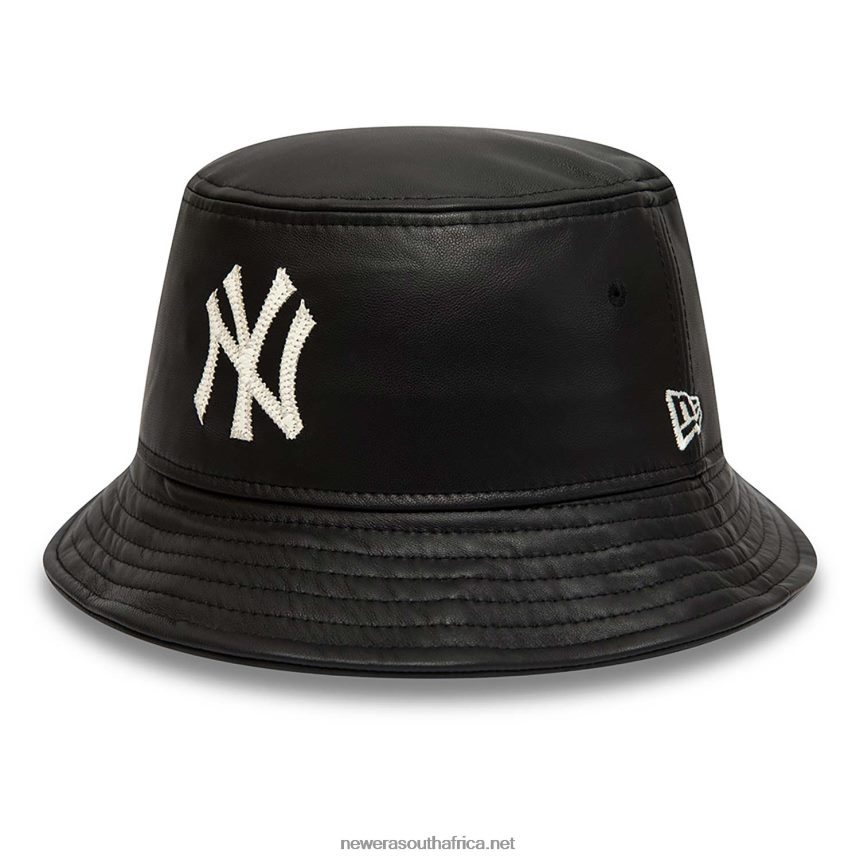 New York Yankees MLB Leather Black Bucket Hat New Era TRBRBN2320