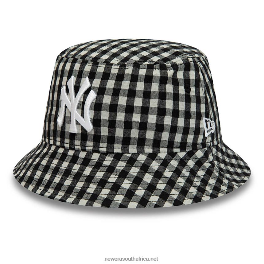 New York Yankees Womens Gingham Tapered Black Bucket Hat New Era TRBRBN2296