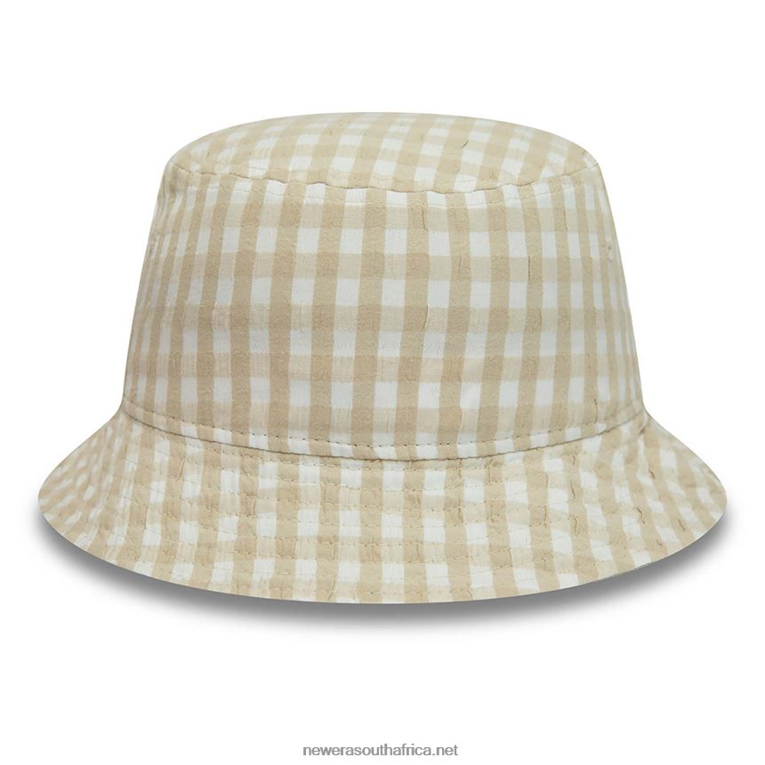 New York Yankees Womens Gingham Tapered Stone Bucket Hat New Era TRBRBN2298