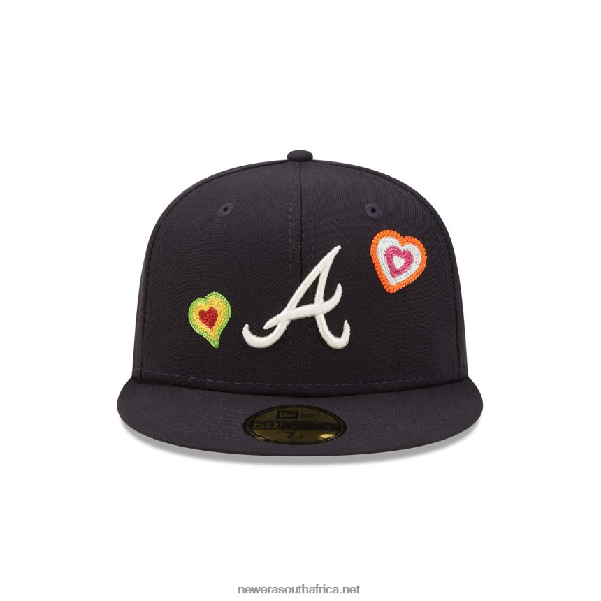 Atlanta Braves Chain Stitch Heart Navy 59FIFTY Fitted Cap New Era TRBRBN35