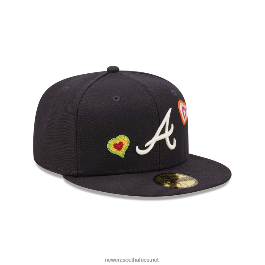 Atlanta Braves Chain Stitch Heart Navy 59FIFTY Fitted Cap New Era TRBRBN35