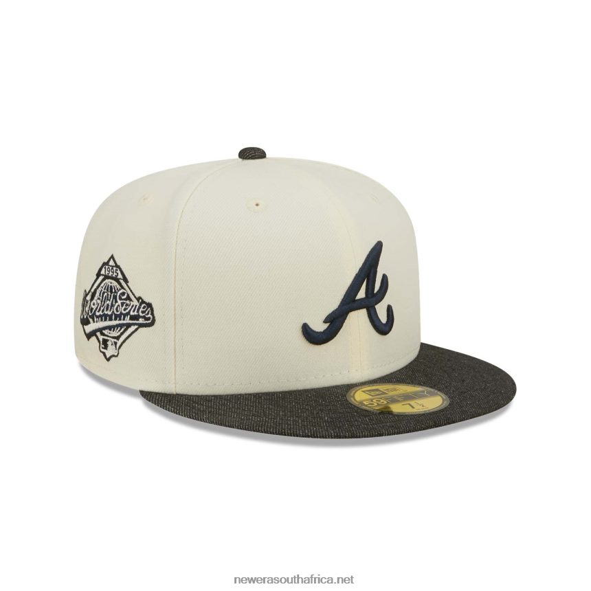 Atlanta Braves MLB Black Denim Chrome White 59FIFTY Fitted Cap New Era TRBRBN106