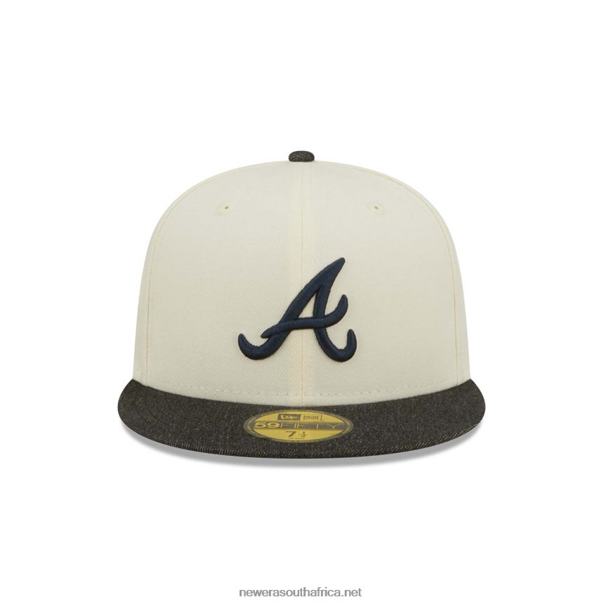 Atlanta Braves MLB Black Denim Chrome White 59FIFTY Fitted Cap New Era TRBRBN106