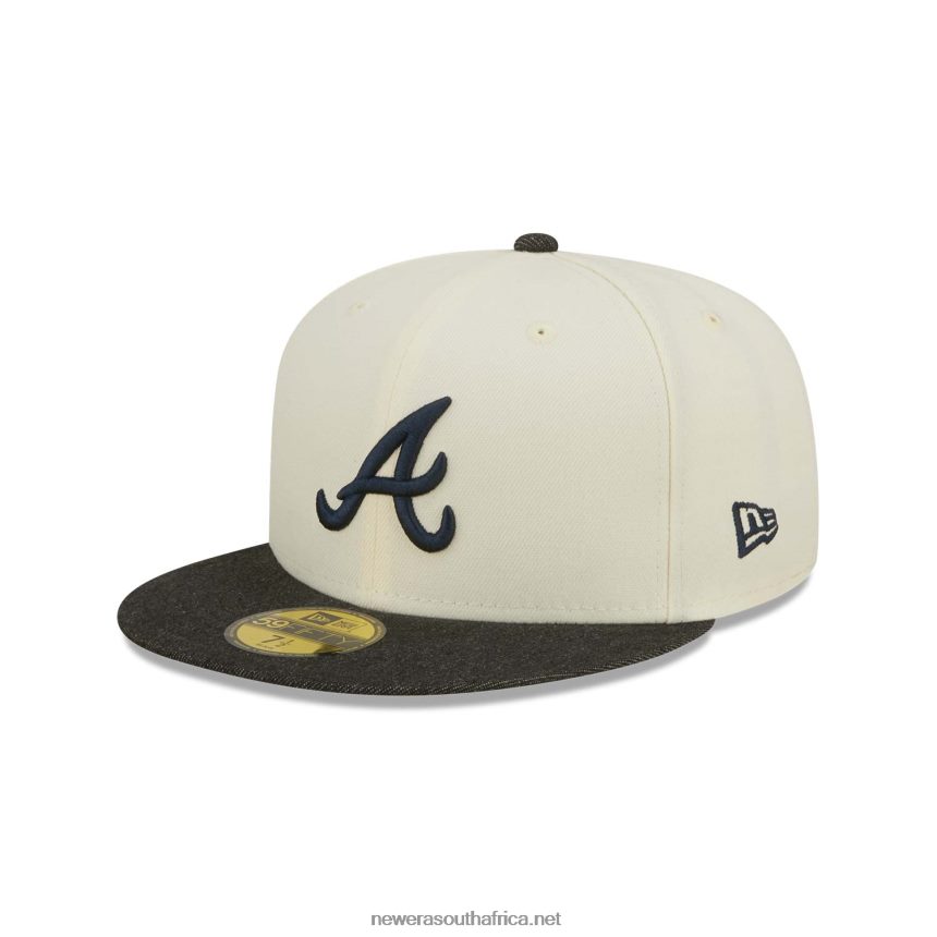 Atlanta Braves MLB Black Denim Chrome White 59FIFTY Fitted Cap New Era TRBRBN106