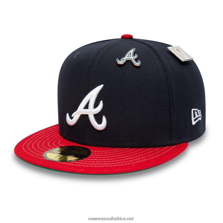 Atlanta Braves MLB Pin Badge Navy 59FIFTY Fitted Cap New Era TRBRBN936