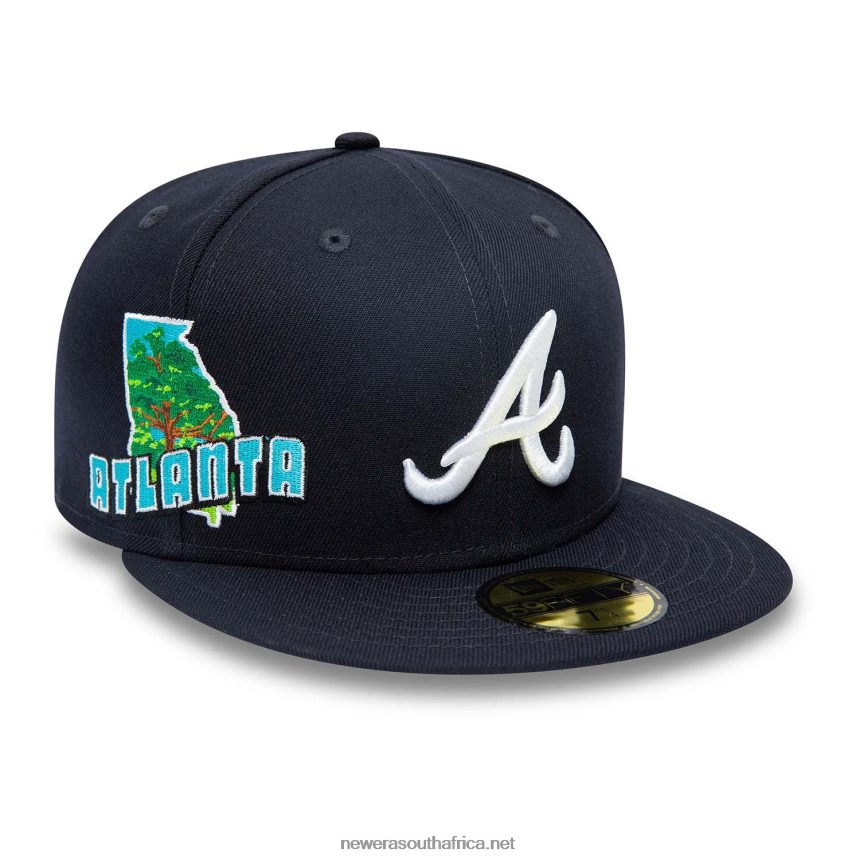 Atlanta Braves Navy Stateview 59FIFTY Fitted Cap New Era TRBRBN691