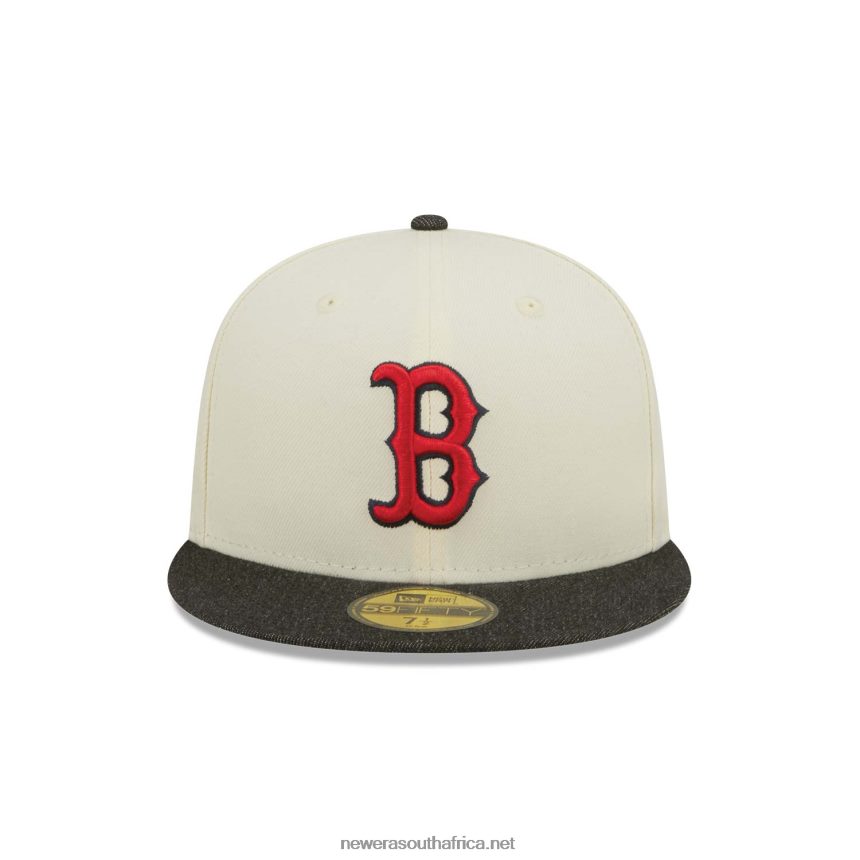 Boston Red Sox MLB Black Denim Chrome White 59FIFTY Fitted Cap New Era TRBRBN600