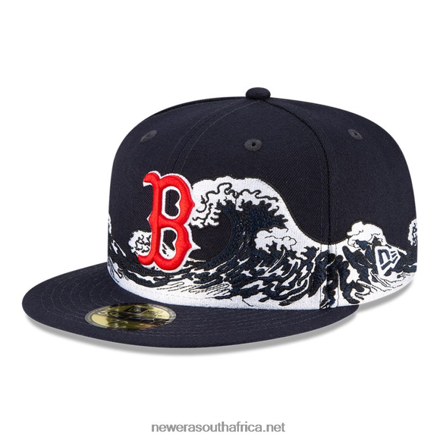 Boston Red Sox MLB Wave Navy 59FIFTY Fitted Cap New Era TRBRBN429