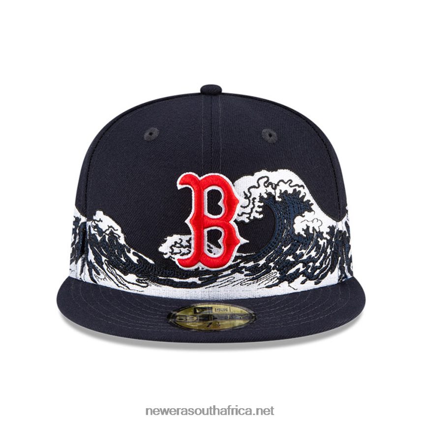 Boston Red Sox MLB Wave Navy 59FIFTY Fitted Cap New Era TRBRBN429