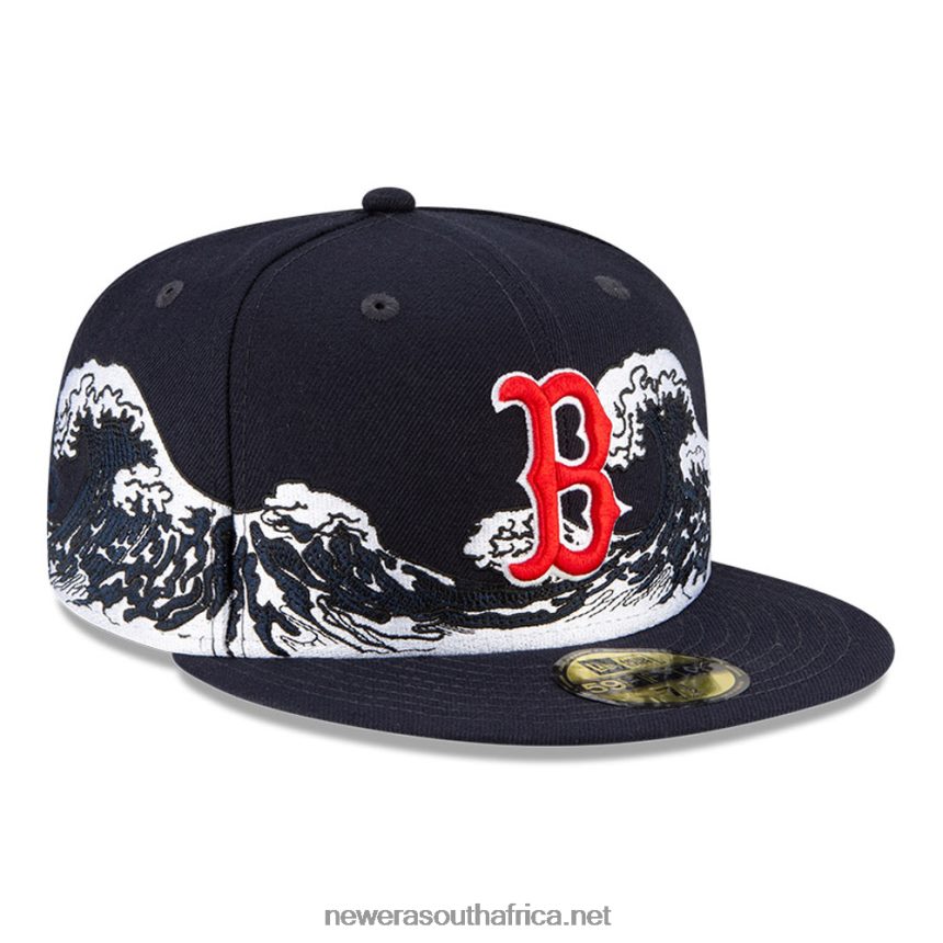 Boston Red Sox MLB Wave Navy 59FIFTY Fitted Cap New Era TRBRBN429