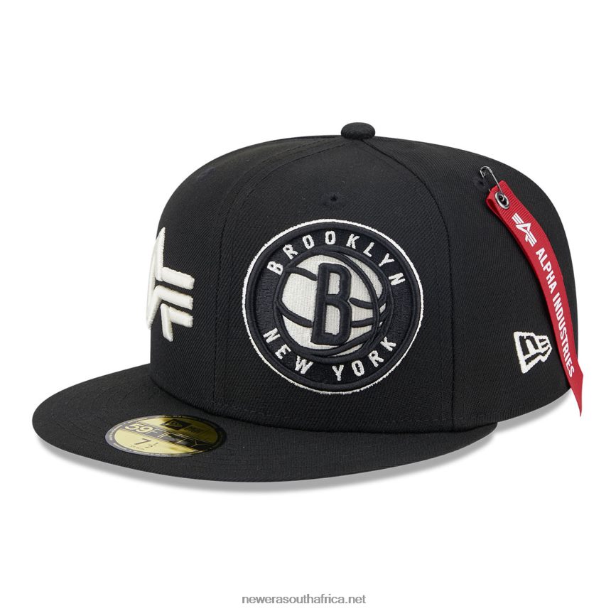 Brooklyn Nets Alpha Industries X NBA Black 59FIFTY Fitted Cap New Era TRBRBN976