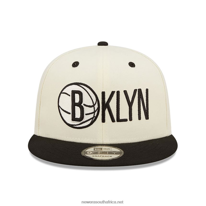 Brooklyn Nets Logo Blend White 9FIFTY Snapback Cap New Era TRBRBN1968