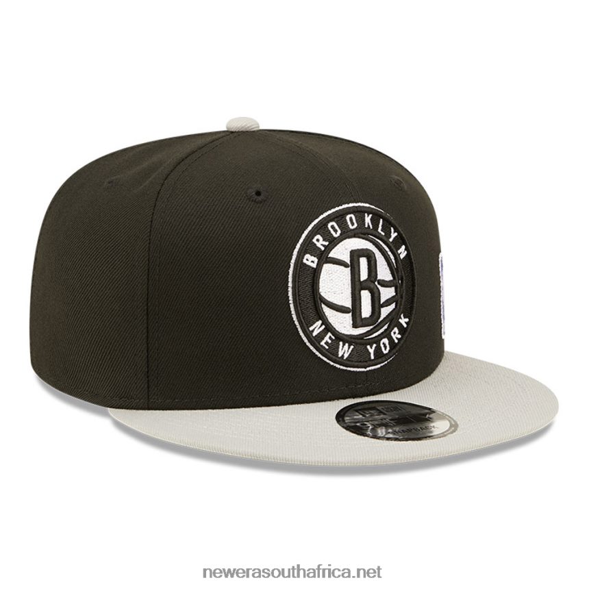 Brooklyn Nets NBA Black Letter Arch Black 9FIFTY Snapback Cap New Era TRBRBN1971