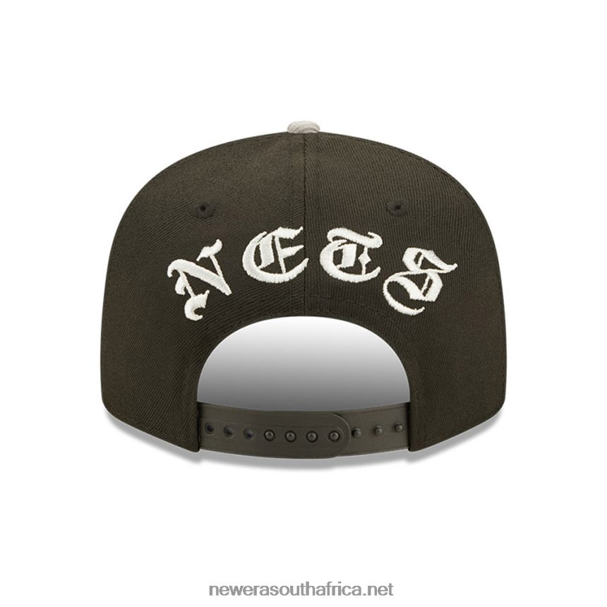 Brooklyn Nets NBA Black Letter Arch Black 9FIFTY Snapback Cap New Era TRBRBN1971