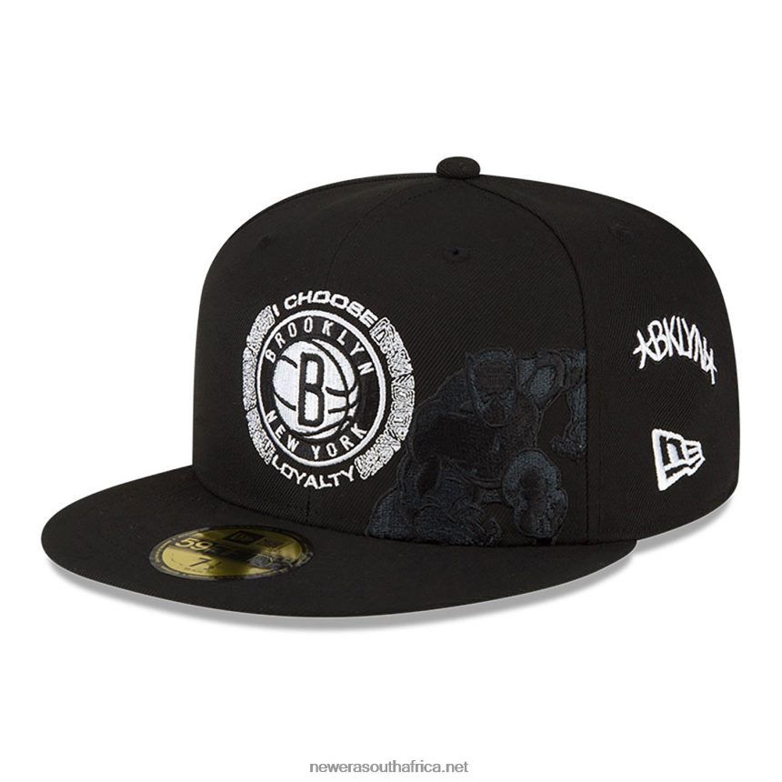 Brooklyn Nets NBA x Marvel Black Panther Black 59FIFTY Fitted Cap New Era TRBRBN188