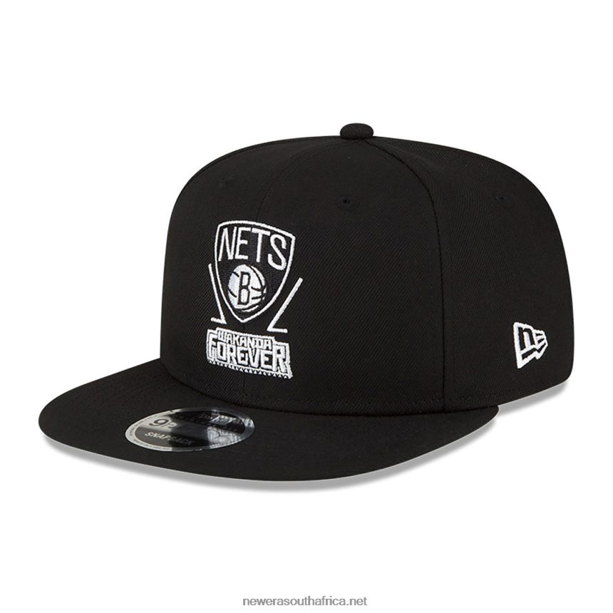 Brooklyn Nets NBA x Marvel Black Panther Black 9FIFTY Snapback Cap New Era TRBRBN1920