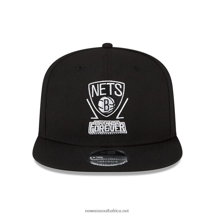 Brooklyn Nets NBA x Marvel Black Panther Black 9FIFTY Snapback Cap New Era TRBRBN1920