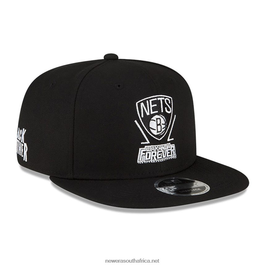 Brooklyn Nets NBA x Marvel Black Panther Black 9FIFTY Snapback Cap New Era TRBRBN1920