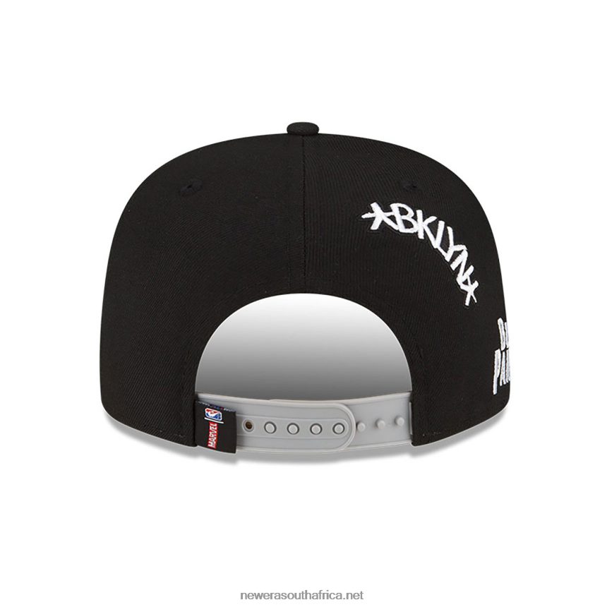 Brooklyn Nets NBA x Marvel Black Panther Black 9FIFTY Snapback Cap New Era TRBRBN1920