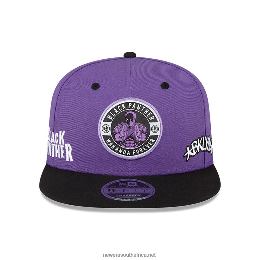 Brooklyn Nets NBA x Marvel Black Panther Purple 9FIFTY Snapback Cap New Era TRBRBN1990