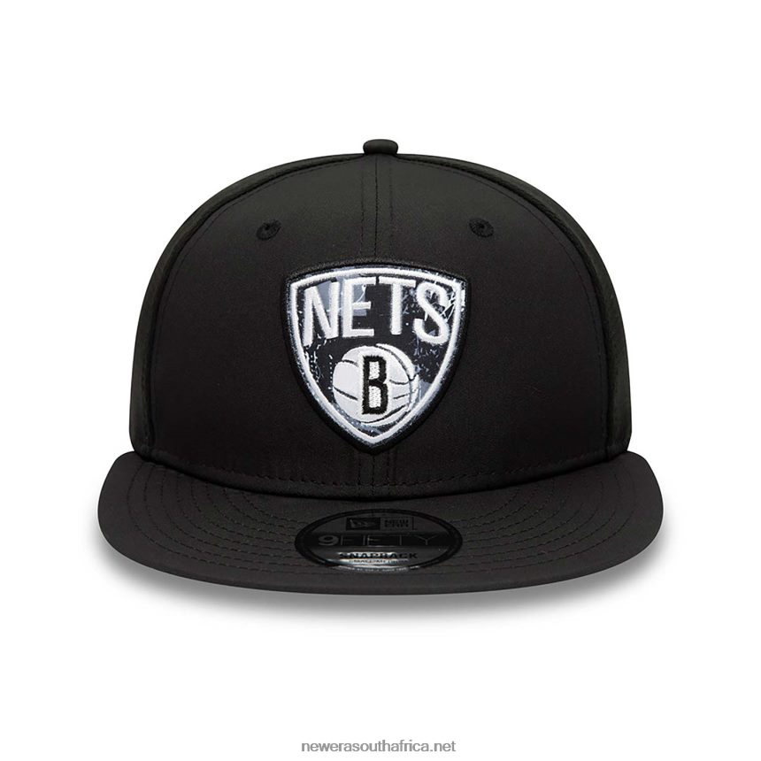 Brooklyn Nets Print Infill Black 9FIFTY Snapback Cap New Era TRBRBN2124
