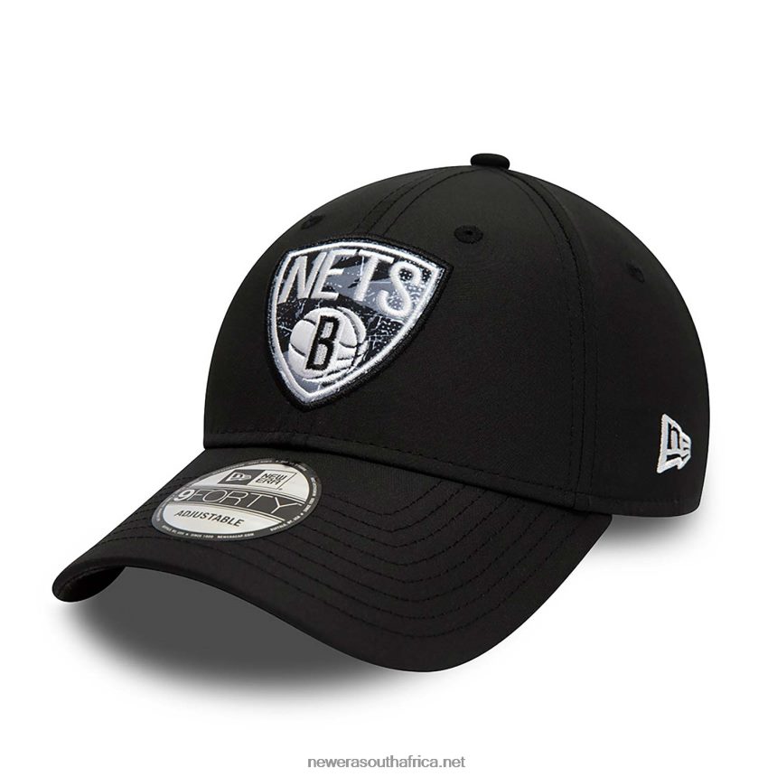 Brooklyn Nets Print Infill Black 9FORTY Adjustable Cap New Era TRBRBN1549