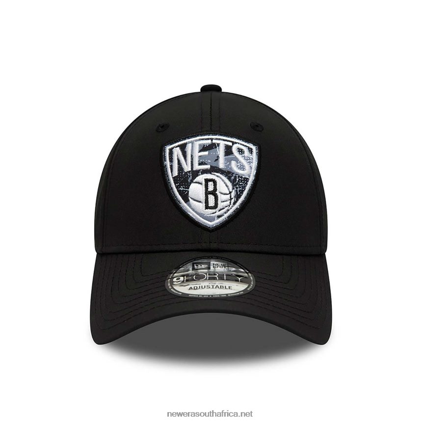 Brooklyn Nets Print Infill Black 9FORTY Adjustable Cap New Era TRBRBN1549